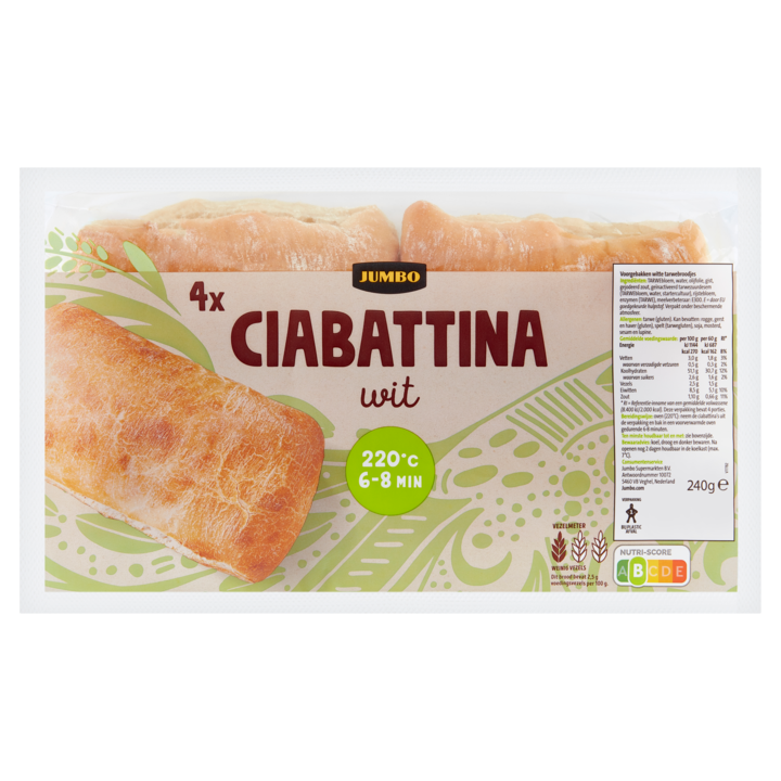 Jumbo - Ciabattina Wit - 4 Stuks