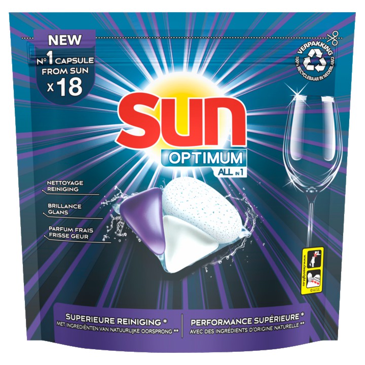 Sun Optimum All-in 1 Vaatwascapsules Regular 18 caps