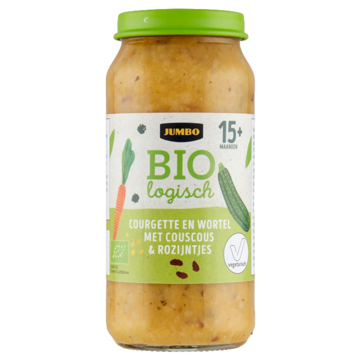 Jumbo Biologisch Courgette en Wortel met Couscous &amp;amp; Rozijntjes 15+ Maanden 250g