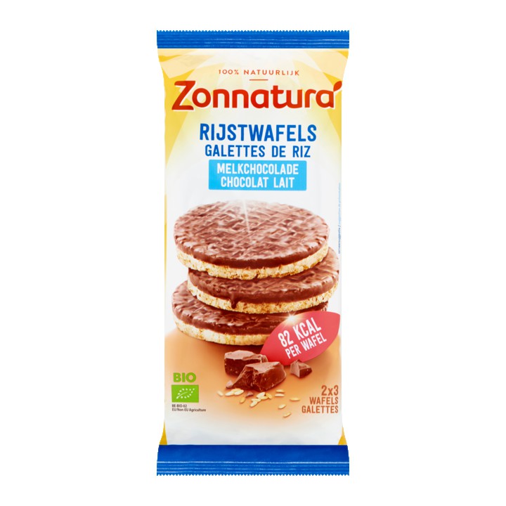 Zonnatura Rijstwafels Melkchocolade 6 Stuks 100g