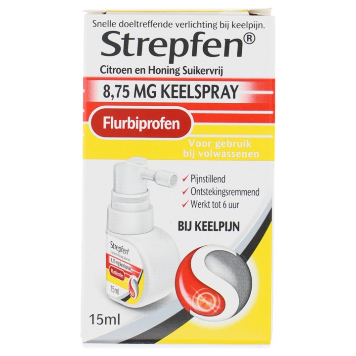 Strepsils Strepfen citroen en honing suikervrij 8,75 mg keelspray