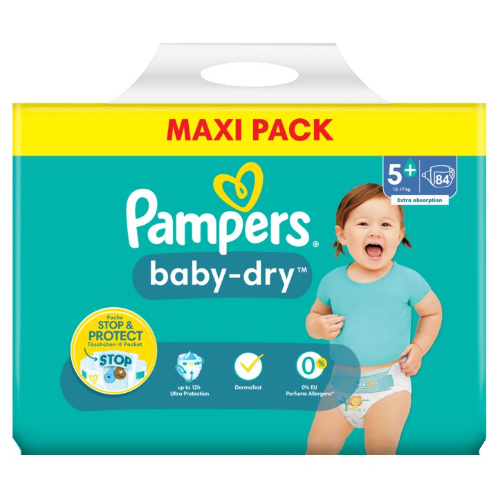 Pampers Baby-Dry Maat 5+, 84 Luiers