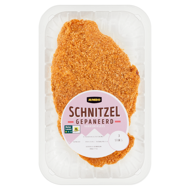 Jumbo Varkens Schnitzel Gepaneerd 3 Stuks ca. 450g