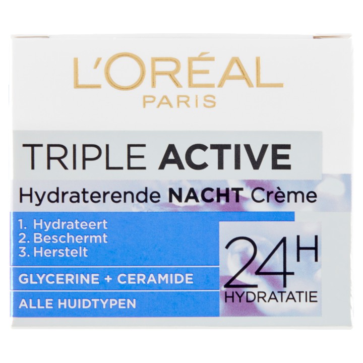 L'Oréal Paris Triple Active Hydraterende Nacht Crème 50ml | Nederland Life L'Oréal Paris Triple Active Hydraterende Nacht Crème 50ml