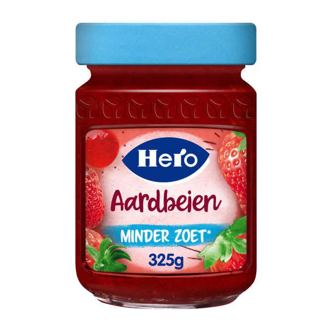 Hero Jam Minder Zoet Aardbeien 325 g pot