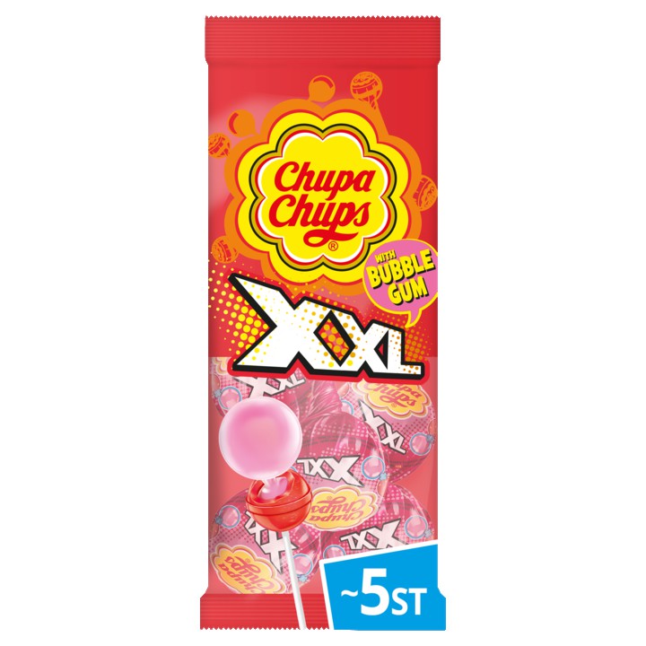 Chupa Chups XXL Mega Lollipop Strawberry with Bubble Gum 5x 29g