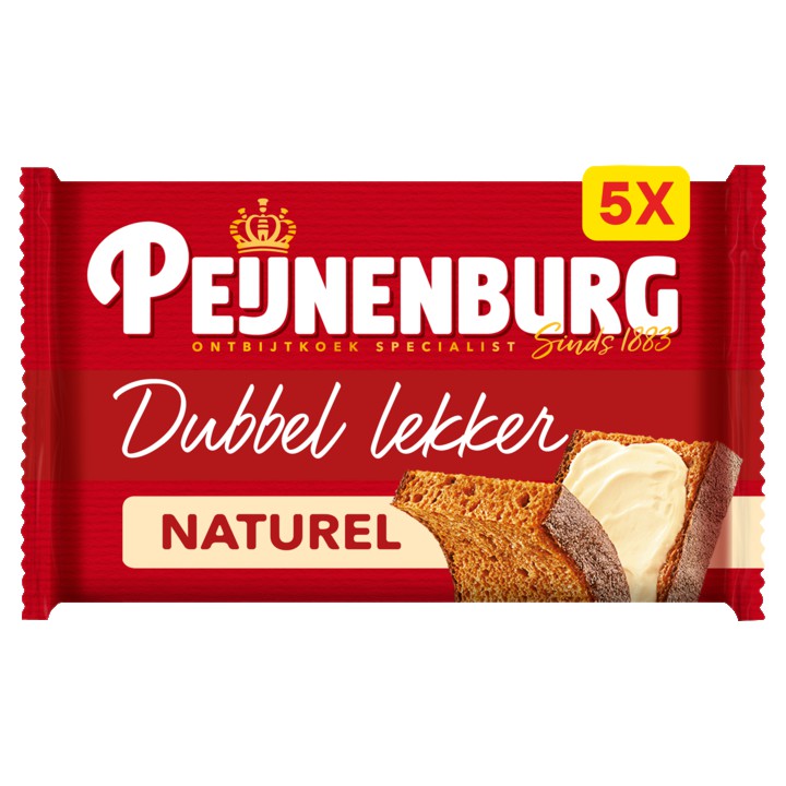 Peijnenburg ontbijtkoek dubbel lekker naturel 5 x 49g