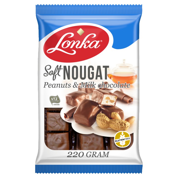 Lonka Soft Nougat Pinda&amp;#x27;s &amp;amp; Melkchocolade 220g