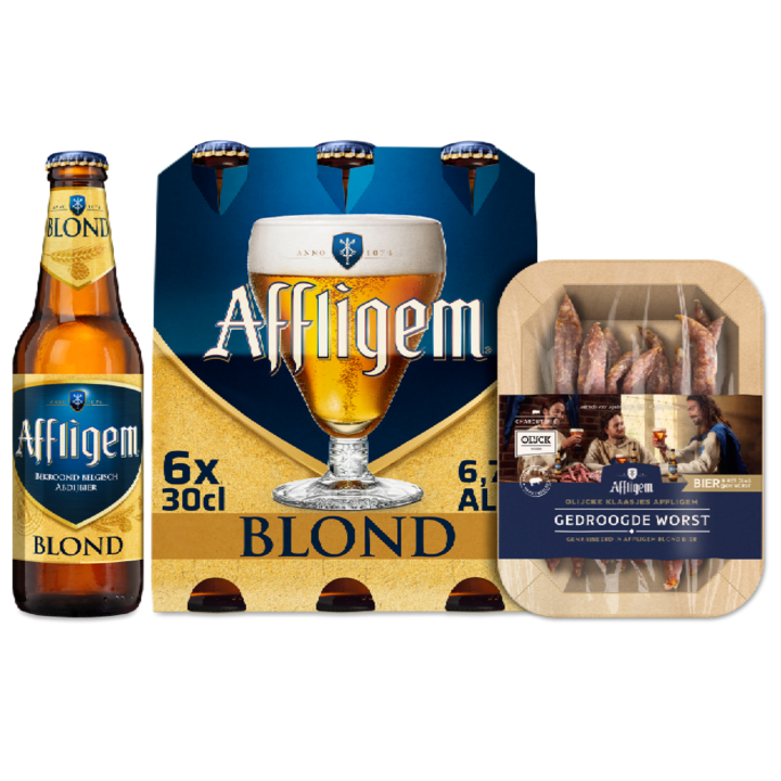 Affligem Blond Bier 6 x 30cl met Olijcke Klaasjes