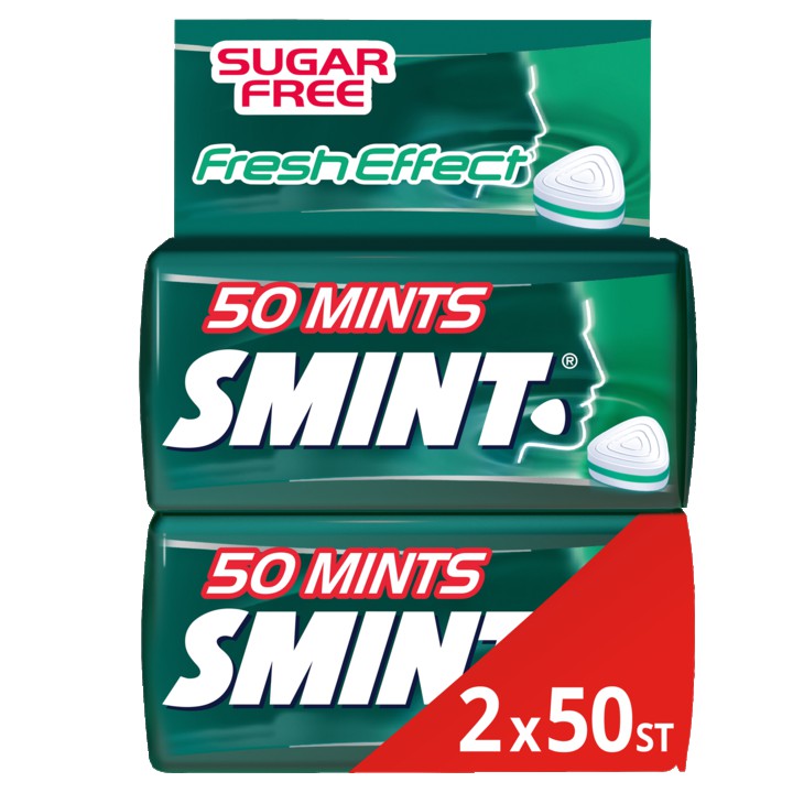 Smint Fresh Effect Eucalyptus Pepermunt Suikervrij 2 Blikjes 50 stuks Keelpastille