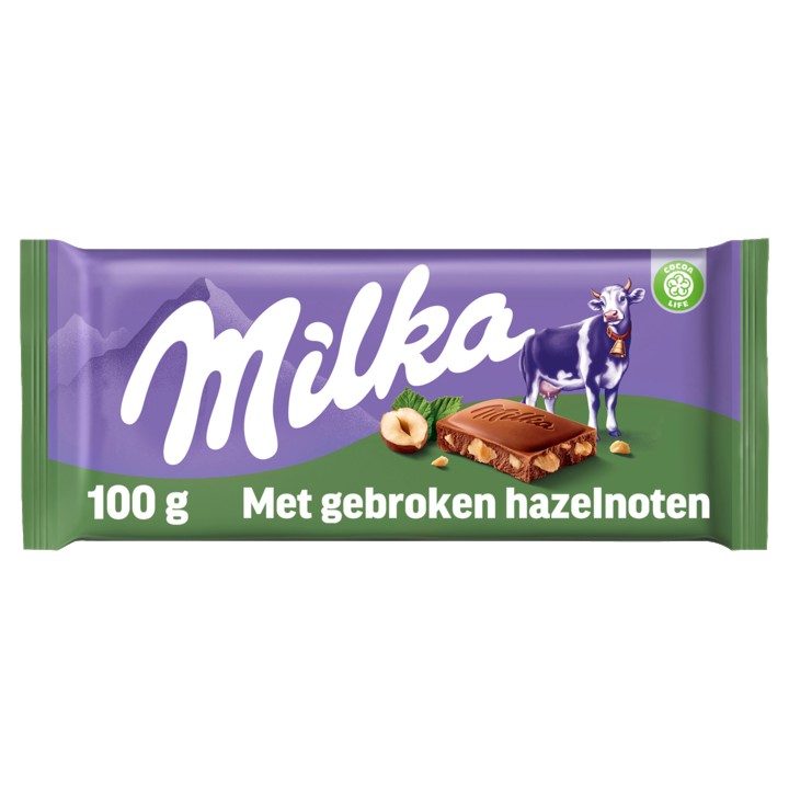 Milka Chocolade Reep met Gebroken Hazelnoten 100g