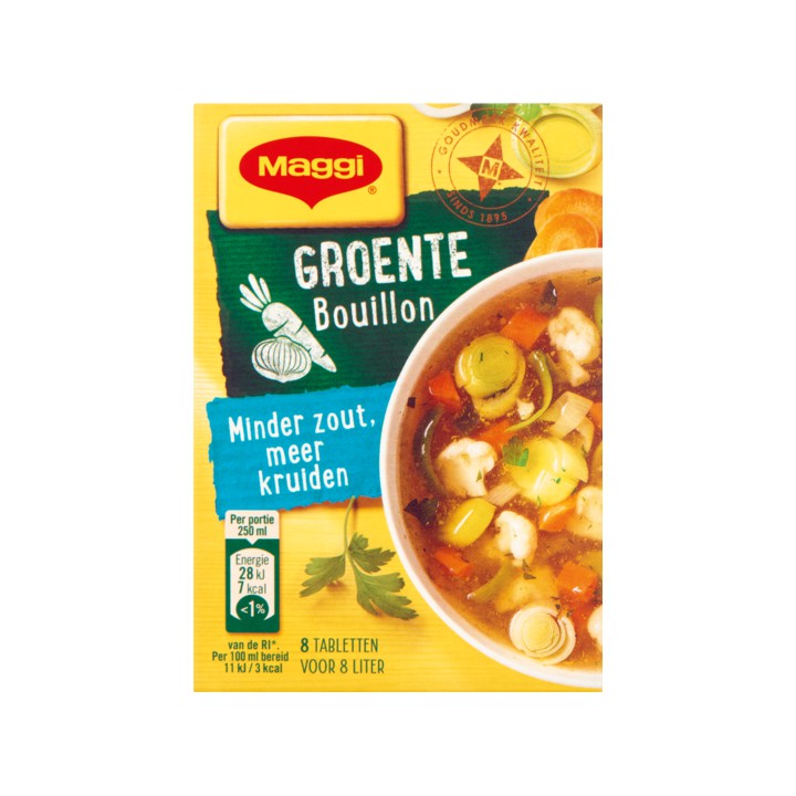 MAGGI Minder Zout Bouillon Groente Bouillon Blokjes Pakje 8 Ltr. 72g