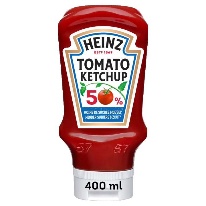 Heinz Tomaten Ketchup 50% Minder Suikers &amp;amp; Zout 400ML