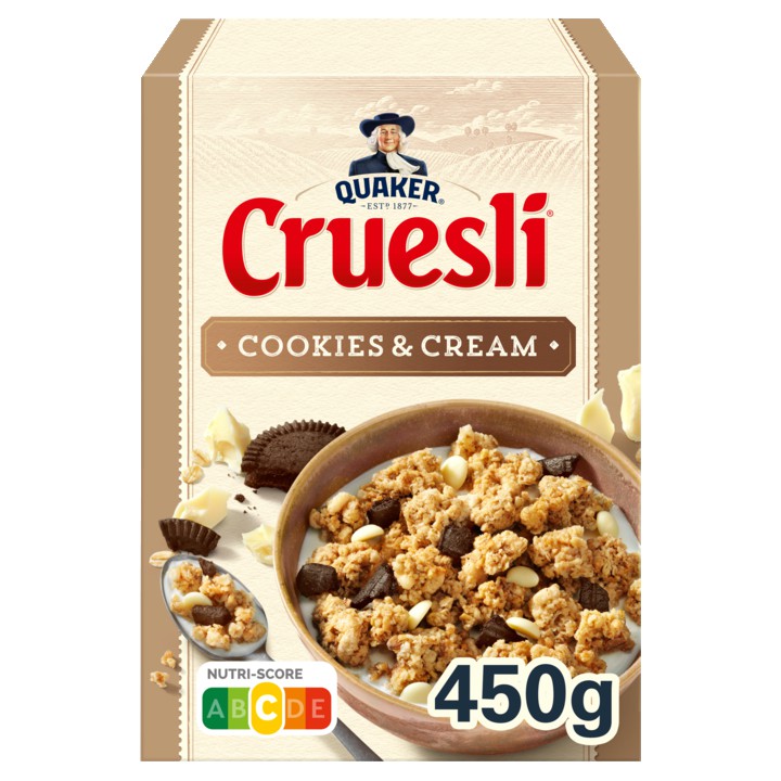 Quaker Cruesli Cookies &amp;amp; Cream 450gr