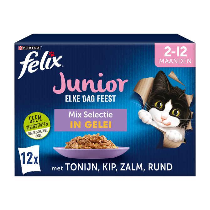 FELIX&amp;reg; Elke dag feest junior mix selectie in gelei kattenvoer 12 x 85g