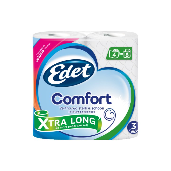 Edet Comfort Xtra Long 3-Laags Toiletpapier 4 Rollen