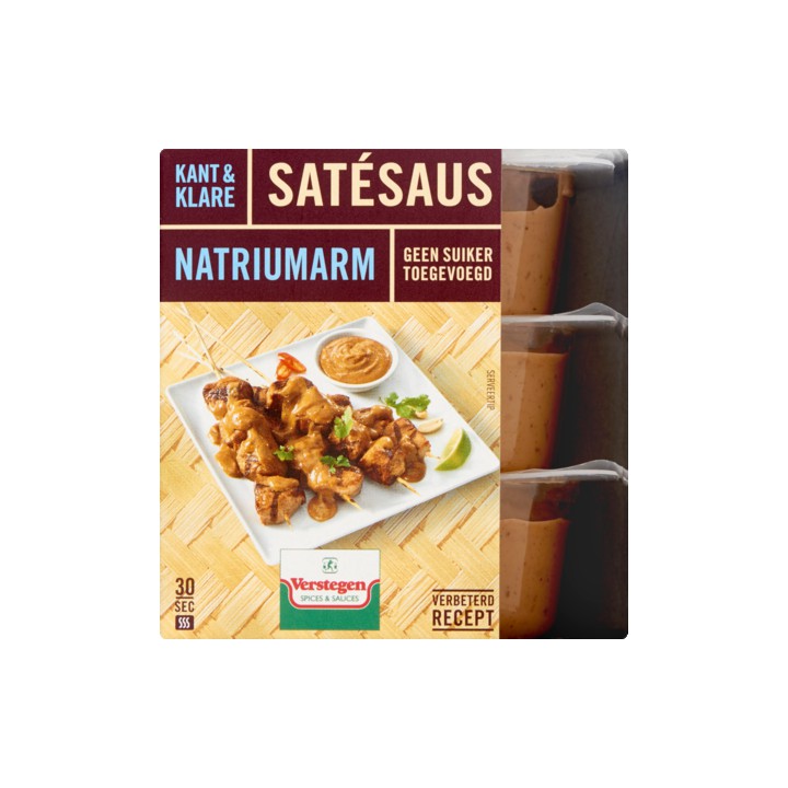 Verstegen Kant &amp;amp; Klare Sat&amp;eacute;saus Natriumarm 3 x 80ml