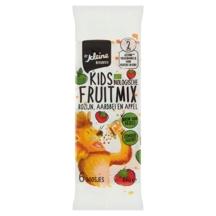 De Kleine Keuken Kids Biologische Fruitmix vanaf 2 Jaar 6 doosjes 84g