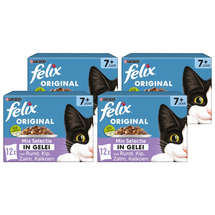 FELIX&amp;reg; Original Senior Mix Selectie in Gelei Kattenvoer 4 x 12 x 85g