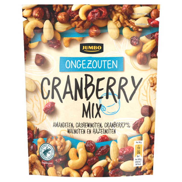 Jumbo Ongezouten Cranberry Mix 200g