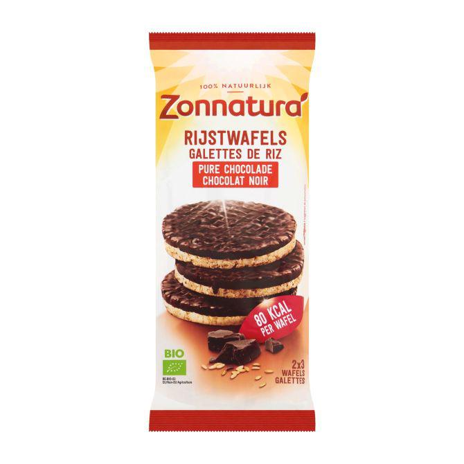 Zonnatura Rijstwafels Belgische pure chocolade biologisch