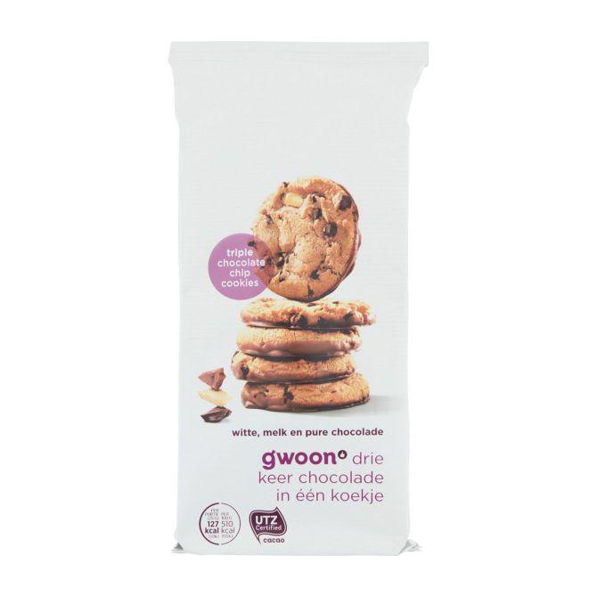 g&#039;woon triple chocolate chip cookies