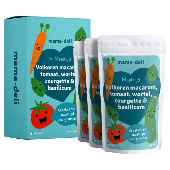 Mama Deli Maaltijd volkoren macaroni 12+ maanden 3 x 200g