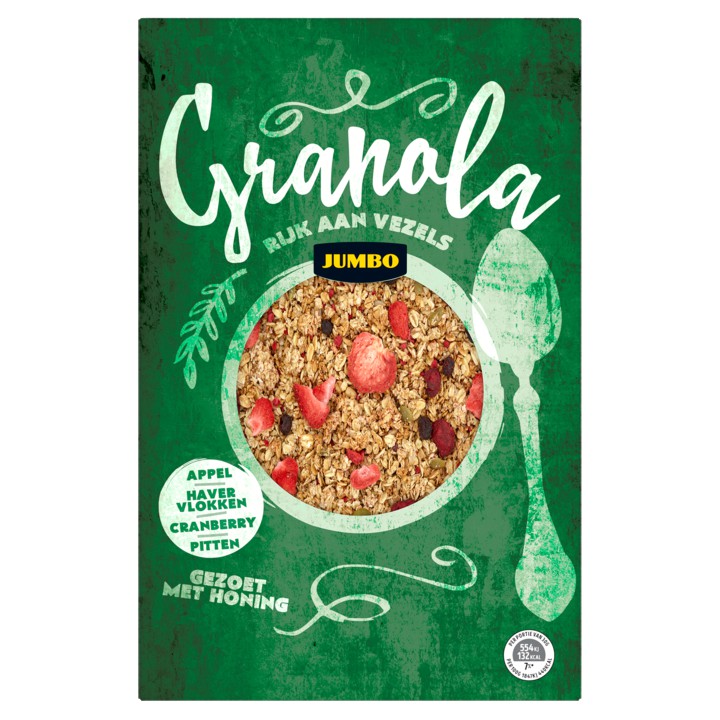 Jumbo Granola Appel, Havervlokken, Cranberry, Pitten 350g