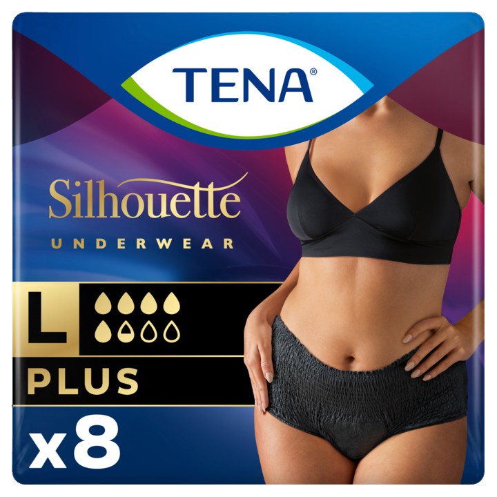 TENA Silhouette Plus Zwart - Hoge Taille L - 8 stuks