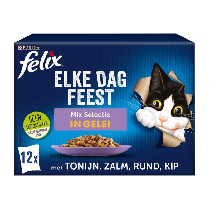 FELIX&amp;reg; Elke dag feest mix selectie in gelei kattenvoer 12 x 85g