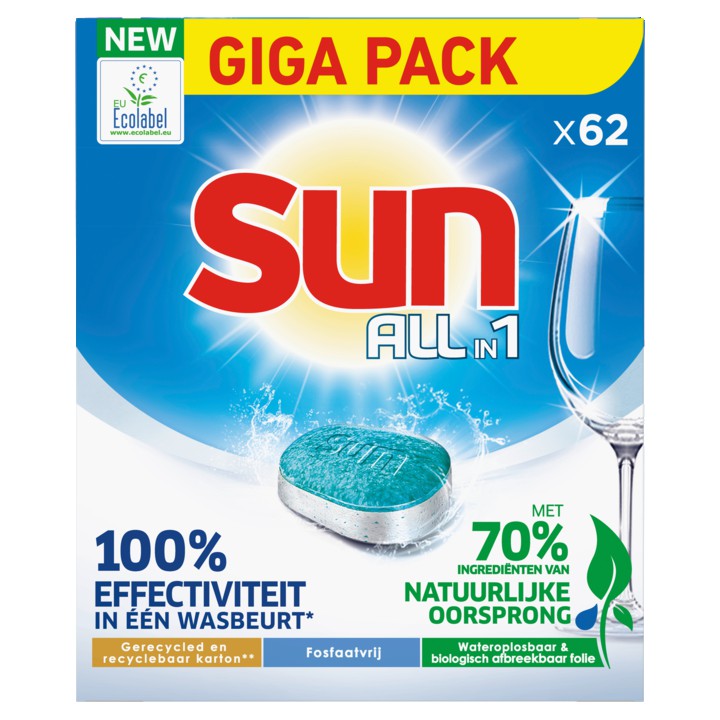 Sun All-in 1 Vaatwastabletten Normaal 62 tabletten