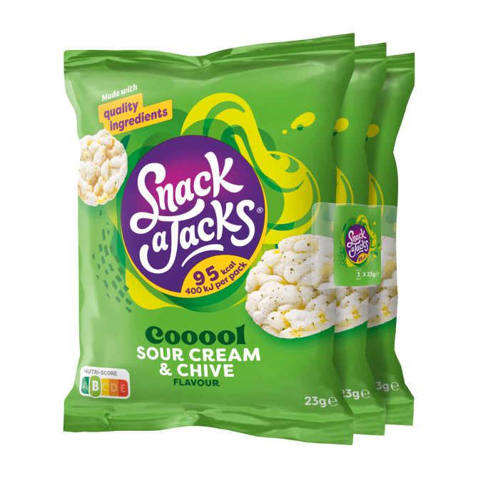 Snack A Jacks Crispy Rijstwafels Zure Room Bieslook 3x23gr