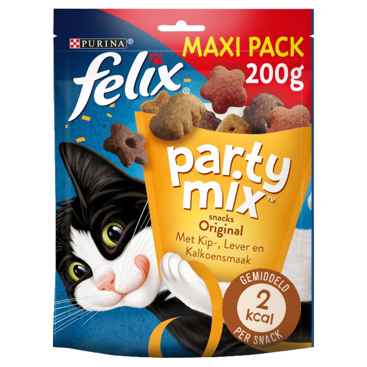 FELIX&amp;reg; Party Mix Original met Kip-, Lever- &amp;amp; Kalkoensmaak - Kattensnacks - 200g