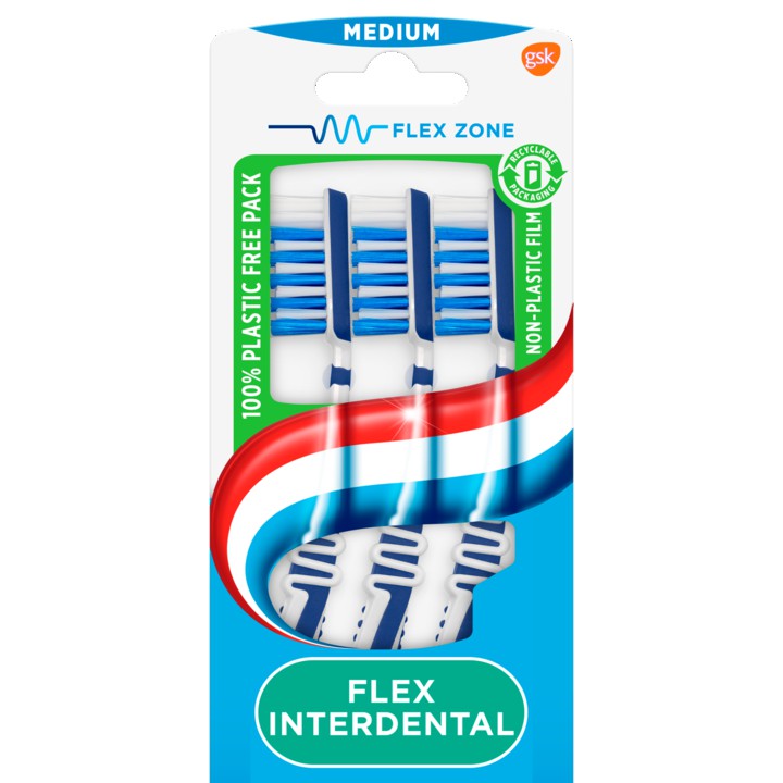 Aquafresh Flex Interdental Medium dagelijkse Tandenborstel 2+1 gratis in 100% plasticvrije verpakking