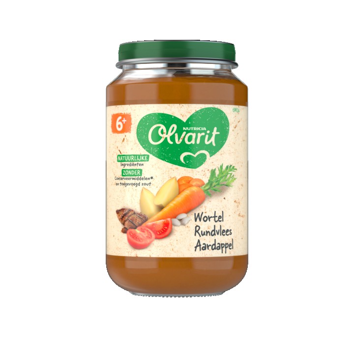 Olvarit Wortel Rundvlees Aardappel 6+ Maanden 200g