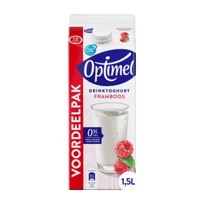 Optimel Drinkyoghurt Framboos 0% Vet 1500 ml Pak met punt