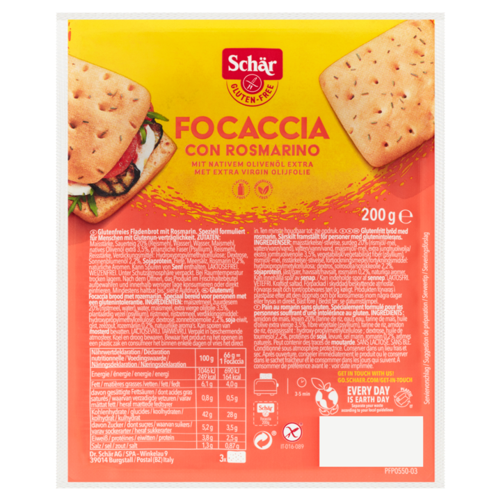 Sch&amp;auml;r Focaccia con Rosmarino Glutenvrij 200g