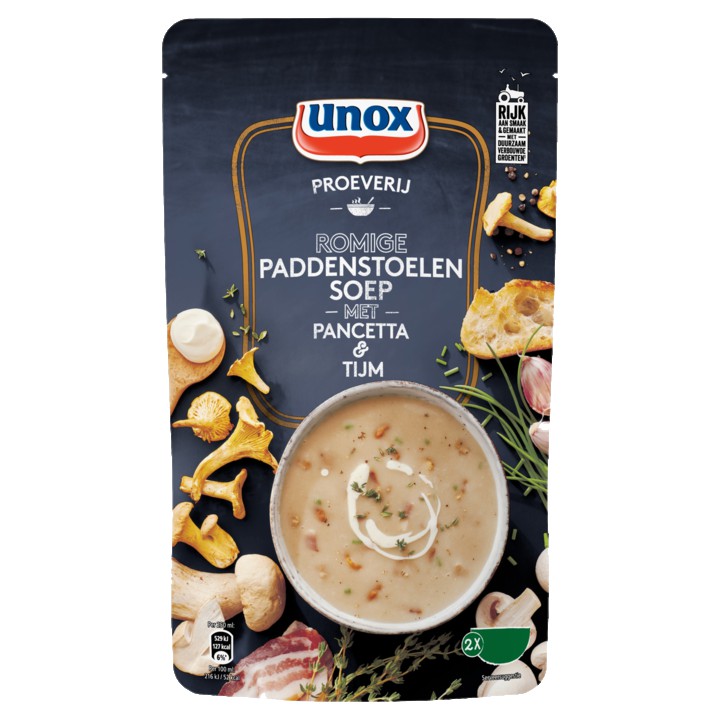 Unox Soep In Zak Proeverij Romige Paddenstoelensoep 570ml