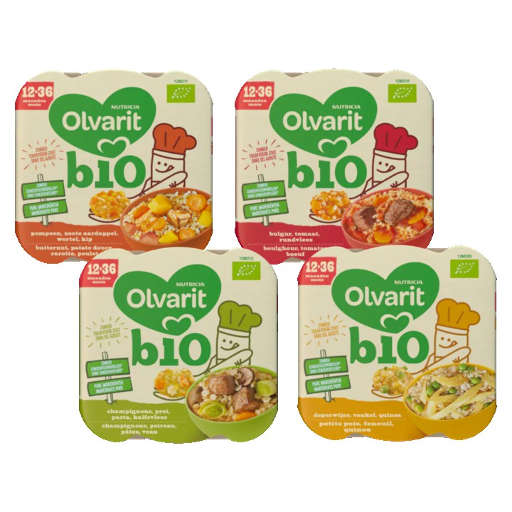 Olvarit Bio Maaltijdbordjes 12+ Maanden 4 x 230g