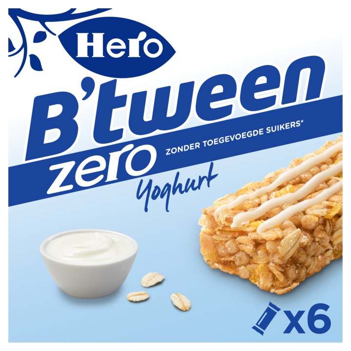 Hero B&amp;#x27;tween Mueslireep Zero Yoghurt 6 x 20g