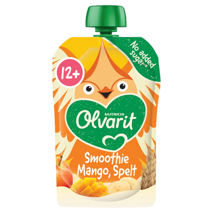 Olvarit Knijpfruit Smoothie Mango Spelt 12+ Maanden 100g