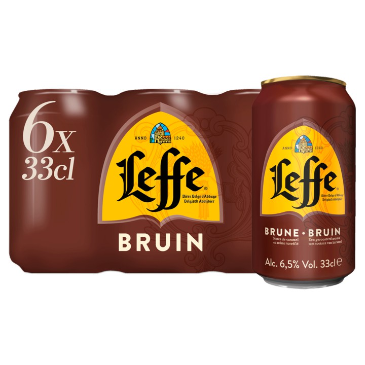 Leffe Bruin Belgisch Abdijbier Blikken 6 x 330ML