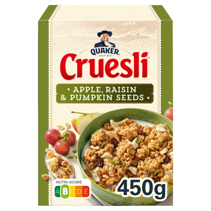 Quaker Cruesli Appel &amp;amp; Rozijn Ontbijtgranen 450gr