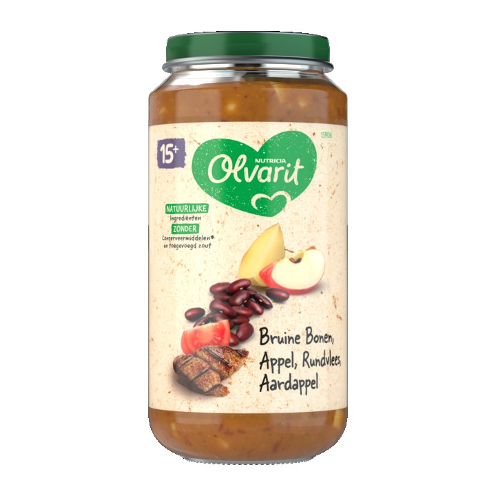 Olvarit Bruine Bonen Appel Rundvlees Aardappel 15+ Maanden 250g