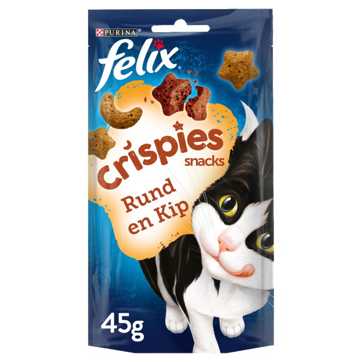 FELIX&amp;reg; Crispies met Rund- &amp;amp; Kipsmaak - Kattensnacks - 45g