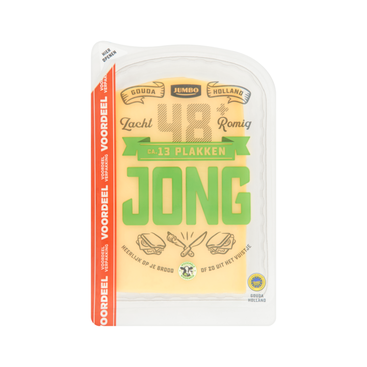 Jumbo Jonge Kaas 48+ Plakken 400 g - Voordeelverpakking