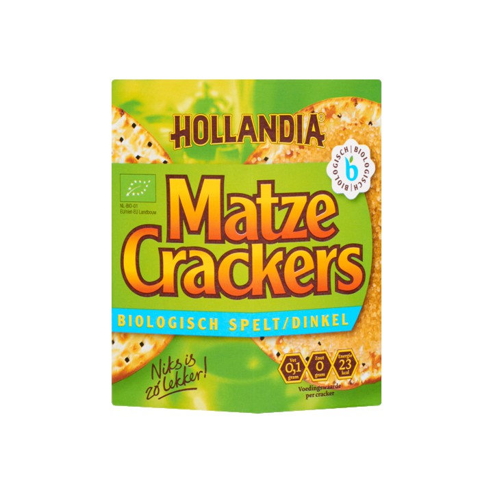 Hollandia Matze Crackers Biologisch Spelt/Dinkel 16 Stuks