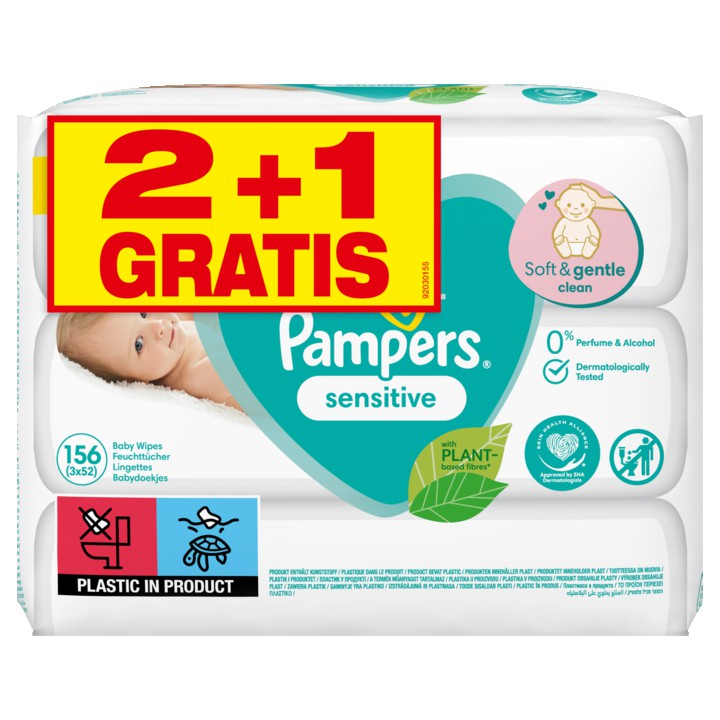 Pampers Sensitive Babydoekjes x156 | Nederland Life Pampers Sensitive Babydoekjes x156
