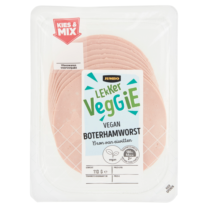 Jumbo Lekker Veggie Boterhamworst Vegan 110g