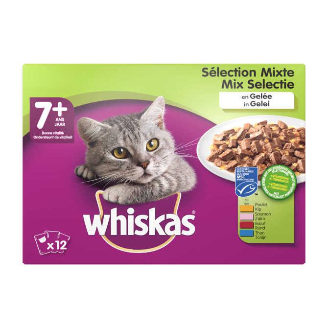 Whiskas 7+ Senior maaltijdzakjes - mix selectie in gelei